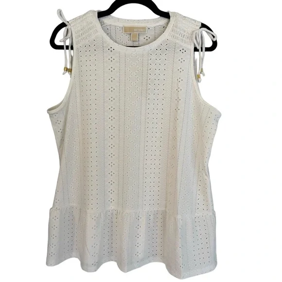 michael Kors Eyelet Peplum Sleeveless Top - Picture 1 of 11